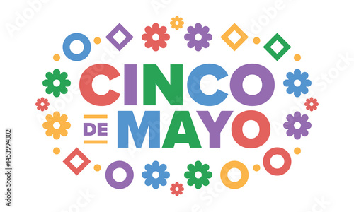 Cinco de Mayo in Mexico. Traditional mexican fiesta in May. National happy holiday with carnival, festival and parade. Latin american and spanish pattern. Illustration with sombrero. Vector poster