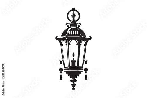 Victorian Lantern Silhouettes with white background