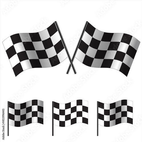 Obraz na płótnie crossed Checkered Flags (racing flags). Vector illustration. w salonie
