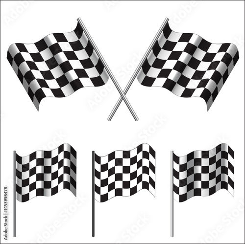 Obraz na płótnie crossed Checkered Flags (racing flags). Vector illustration. w salonie