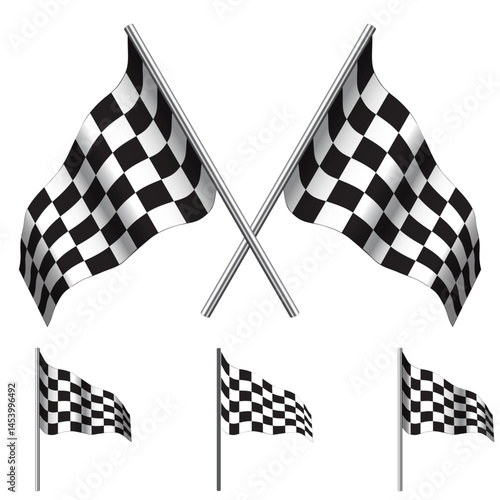 Obraz na płótnie crossed Checkered Flags (racing flags). Vector illustration. w salonie