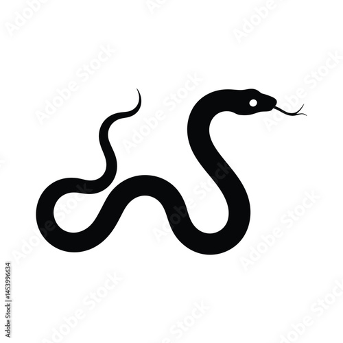 Minimalist Snake Silhouette – Curved Serpent Illustration in Black and White Style