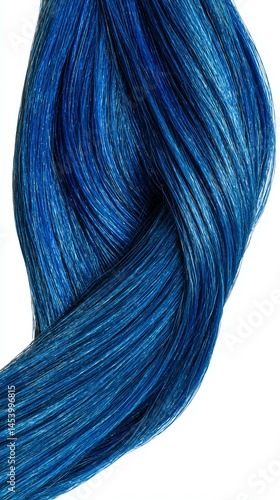 Vibrant blue hair strands flowing elegantly.