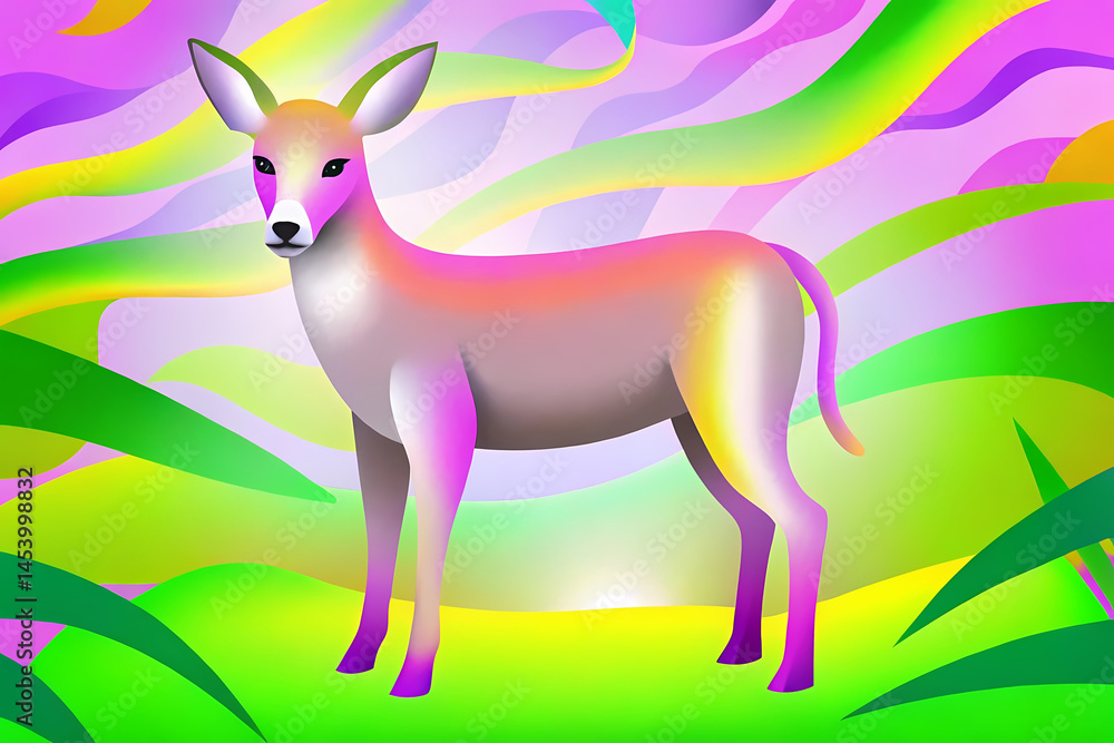 Obraz premium Graceful Animal in a Colorful Abstract Landscape