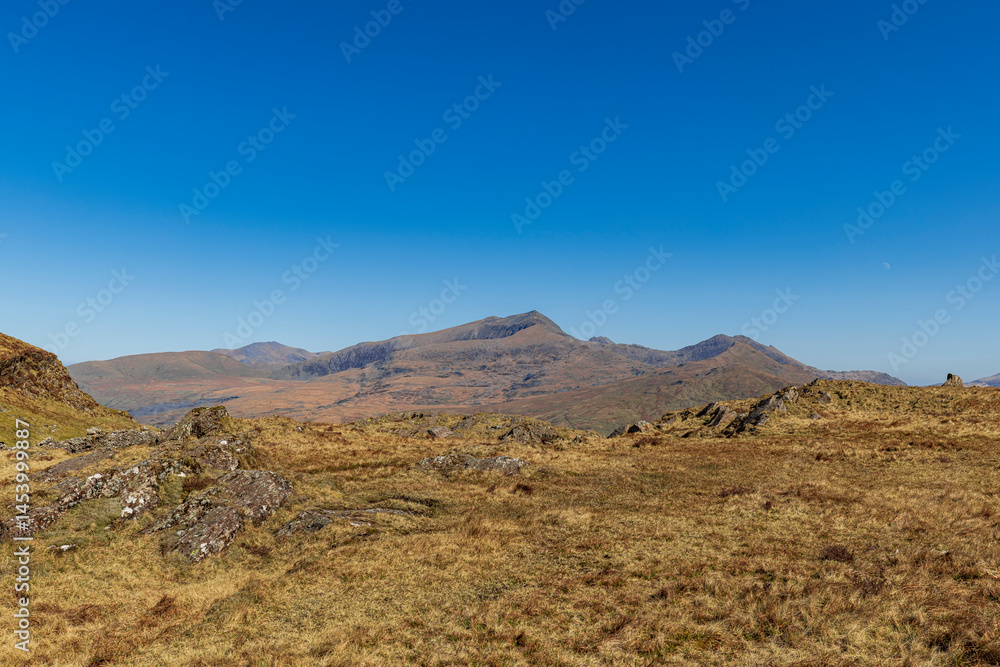 Trail on the cricular route of Moel Hebog, Beddgelert, Snowdonia national park Trail on the cricular route of Moel Hebog, Beddgelert, Snowdonia national park