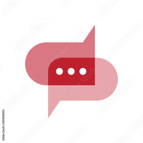 this is a flat logo design of an initial letter S that comprises of two overlapped speech bubbles with three dots that looks clean a white background