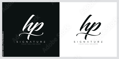 Initial letter HP handwriting logo vector