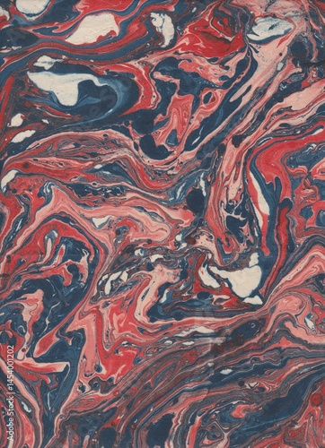 Red Blue and White Marble Abstract Background – Fluid Art Swirl Texture