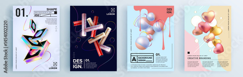 Modern abstract covers set, minimal covers design. Colorful geometric background, vector illustration.