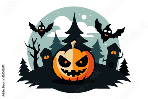 halloween pumpkin with bats