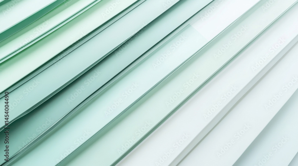 Obraz premium Light pastel soft pale dusty green sage grey white abstract pattern background. Geometric shape. Line stripe angle facet triangle fold. Color gradient. Noise grain. Business, tech.
