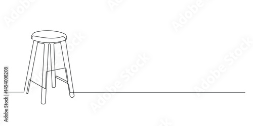 continuous line drawing of wooden bench chair.single line drawing of wooden chair for cafe,home interior,furniture.single line vector illustration