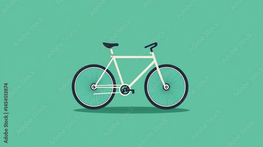 Digital illustration of a simple, light-colored bicycle with black wheels. Digital illustration of a simple, light-colored bicycle with black wheels.