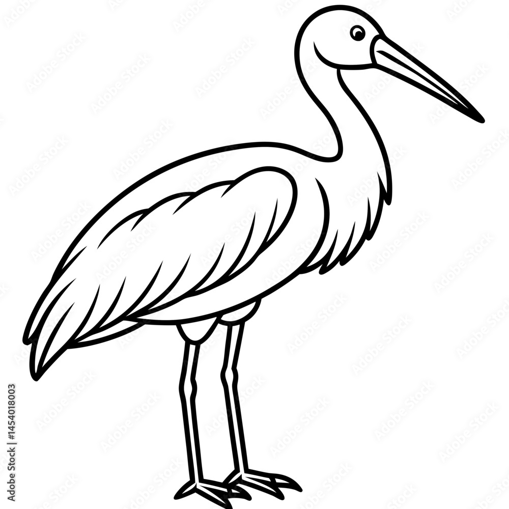 Fototapeta premium Minimal Asian Openbill Vector on White