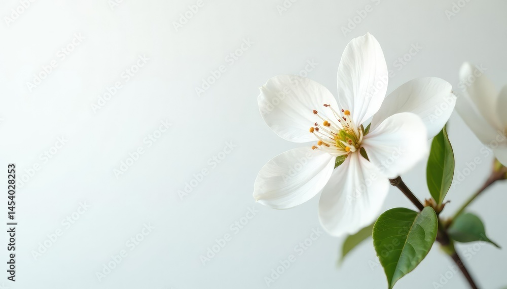 Obraz premium Delicate white blossom against pure white background, light, blossom