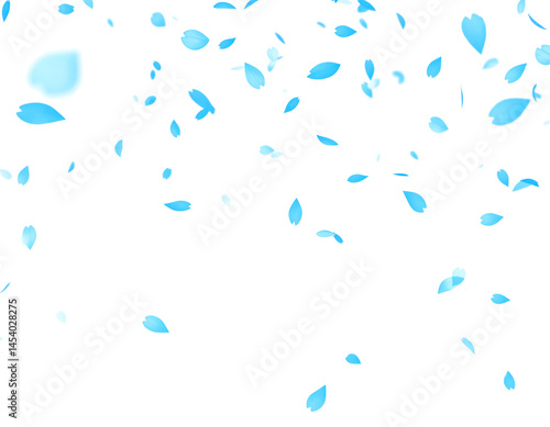 blue petals flying floating isolated on white or transparent background