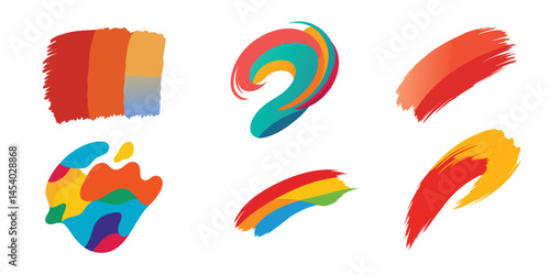 vector set of colorful splashes on white background