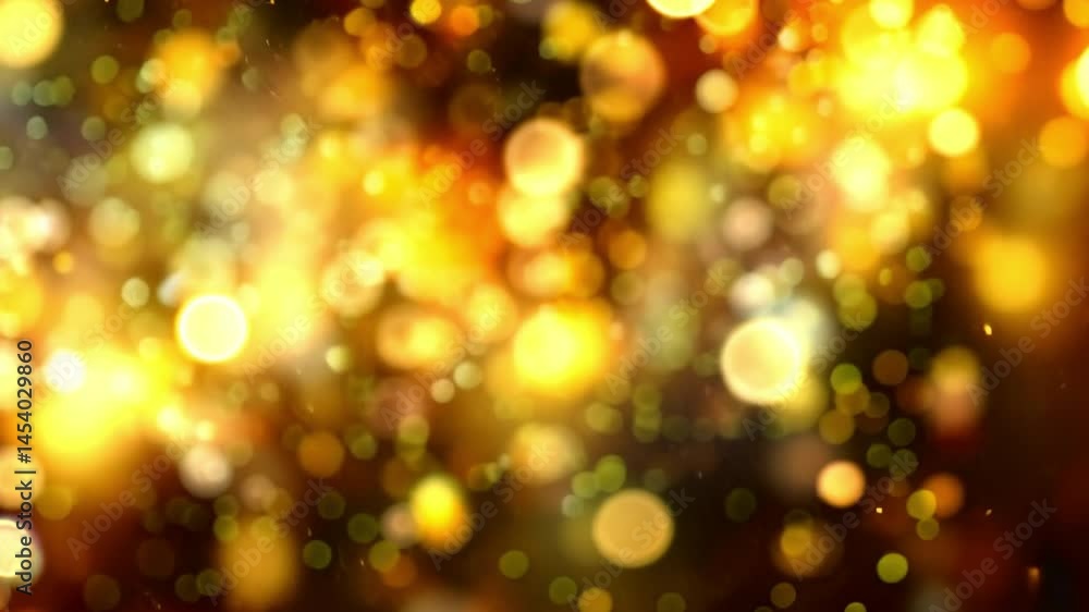 Beautiful golden bokeh lights create warm and festive abstract background, perfect for celebrations with shimmering textures that enhance joyful occasions.
