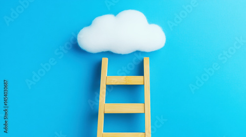 Concept of dream, Goal to success with Ladder and cloud. Generative AI