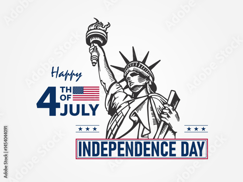 Fourth of July Celebration Poster with Statue of Liberty