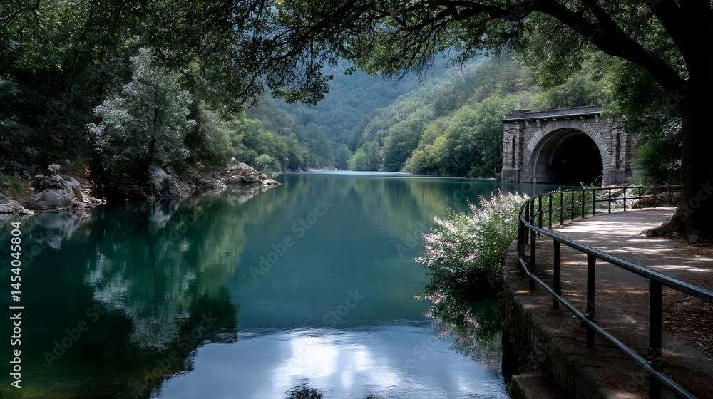 Fototapeta premium Serene mountain lake vista