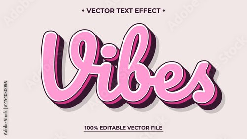 Editable text effect Vibes Vintage 3d Retro style premium vector