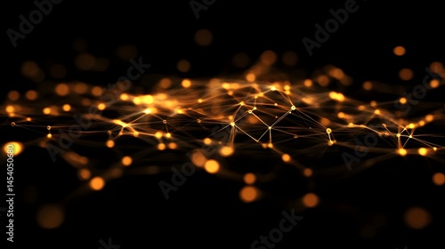Network Brilliance: An evocative display of interconnected points of light on a dark background, symbolizing the complexities and interconnectedness of technology.