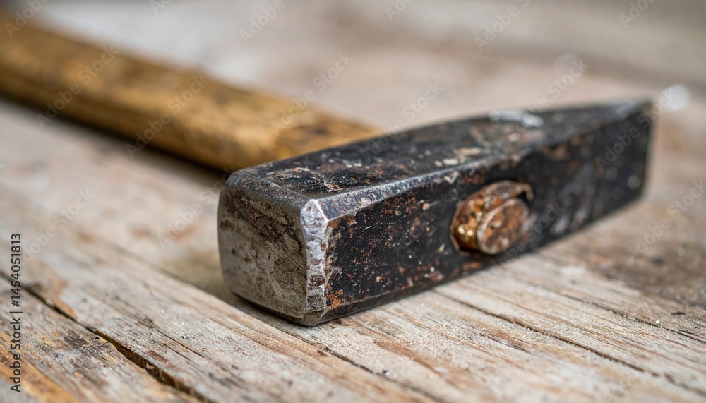 Close up of a hammer on the table Close up of a hammer on the table