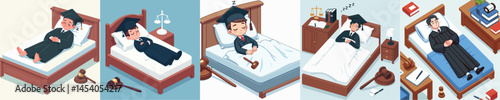 vector judge sleeping in bed