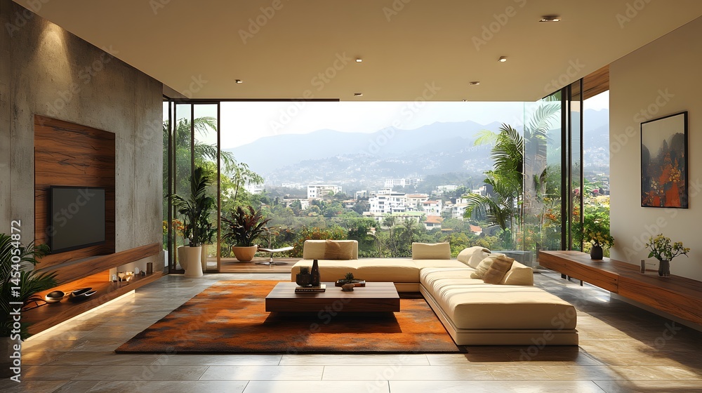 Fototapeta premium modern home environment with peaceful decor and scenic views,