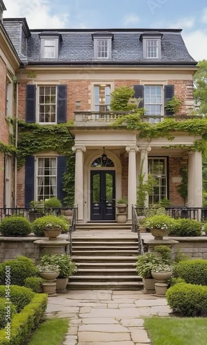 Wallpaper Mural Colonial Revival Home with White Columns, Symmetrical Facade, Multi-Pane Windows, Timeless American Architecture, Soft Lighting, and Traditional Residential Design in Warm Historic Setting Torontodigital.ca
