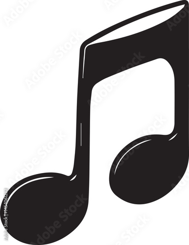 Eighth note silhouette. Musical symbol vector.