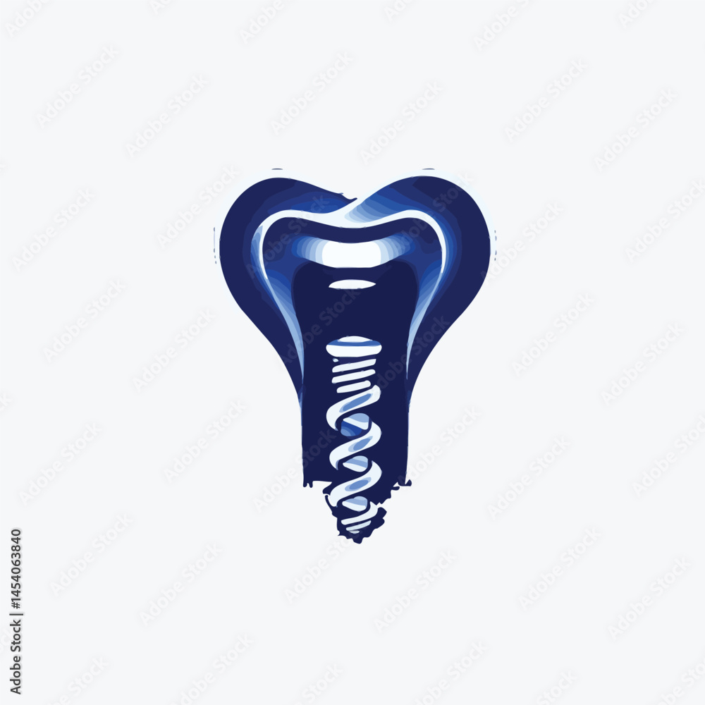 Obraz premium Modern Dental Implant Illustration with Abstract Tooth Design in Shades of Blue – Perfect for Dental Health and Medical Branding