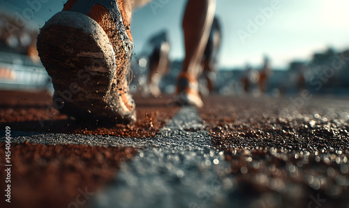 The athlete is doing sports. Close-up of the foot, sports technology, business, advertising, poster, background image, wallpaper, background, warm-up, exercise, health