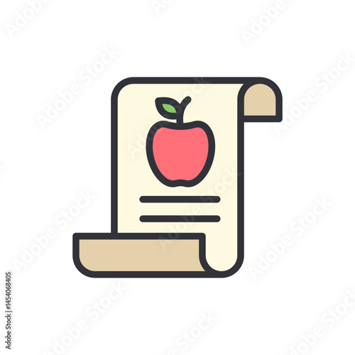 Fruit list colored icons, minimalist vector illustration ,simple transparent graphic element .Isolated on white background