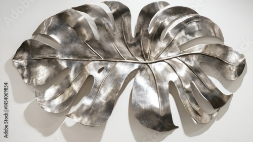 Silver Metal Monstera Leaf Wall Art