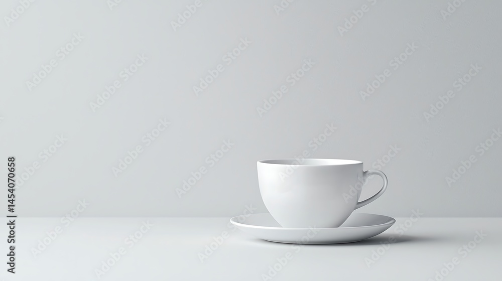 White Coffee Cup and Saucer on White Table Studio Shot White Coffee Cup and Saucer on White Table Studio Shot