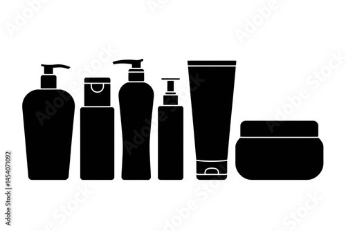 Cosmetic product bottles skincare beauty vector art