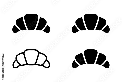 Croissant pastry icon set bakery breakfast food