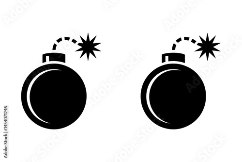 Cartoon bomb icon black dangerous explosive weapon