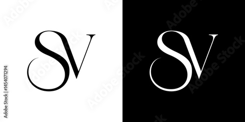 SV initial letter logo design. S and V monogram. Modern, minimalist & elegant logotype. Editable vectors, isolated on white & black backgrounds. 