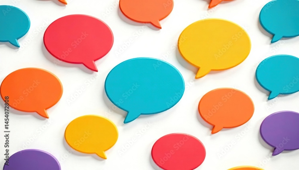Seamless pattern of colorful speech bubbles on white background, vibrant, comic Seamless pattern of colorful speech bubbles on white background, vibrant, comic