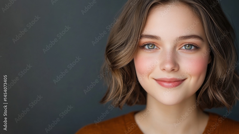Natural portrait of a person smiling gently, makeup-free skin, fine details visible, soft focus edges Natural portrait of a person smiling gently, makeup-free skin, fine details visible, soft focus edges