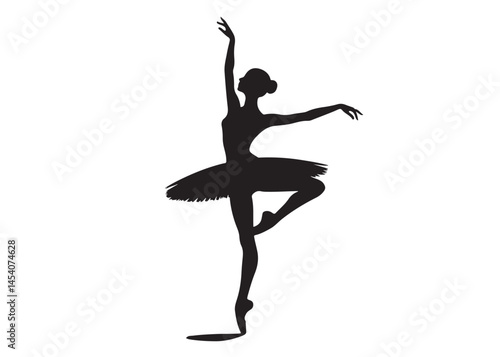 ballet dancer logo silhouette vector, ballet silhouette ballerina logo icon silhouette, ballet jumping dancer female dancer action pose black silhouette isolated on white background.