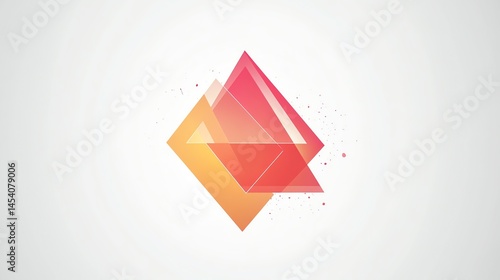 Digital illustration of overlapping triangular shapes in gradients of red and orange.