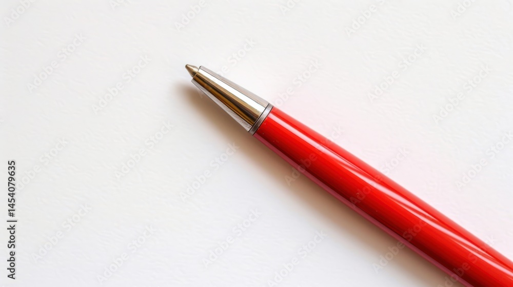 Red Pen on White Background Red Pen on White Background