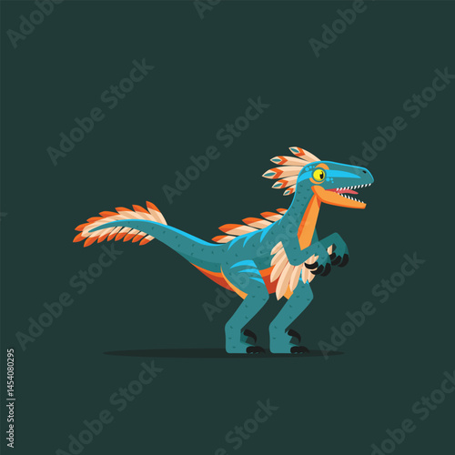 vector illustration of Blue velociraptor