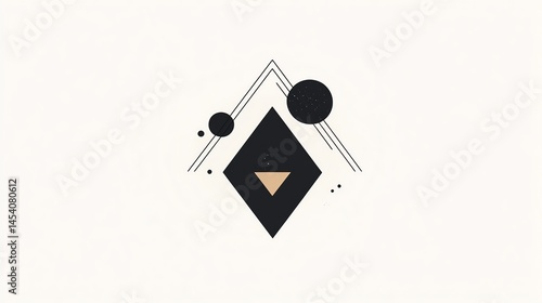 Digital illustration of geometric shapes, including a diamond and circles, arranged against a dark background.