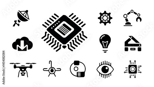 Modern Technology Icons Set for Innovation and Digital Concepts