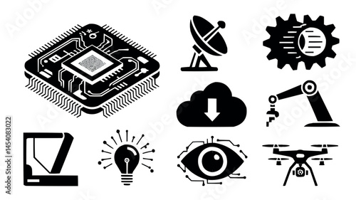 Modern Technology Icons Set for Innovation and Digital Concepts